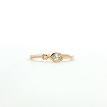 14kt Yellow Gold Bezel Set Pear Diamond Ring