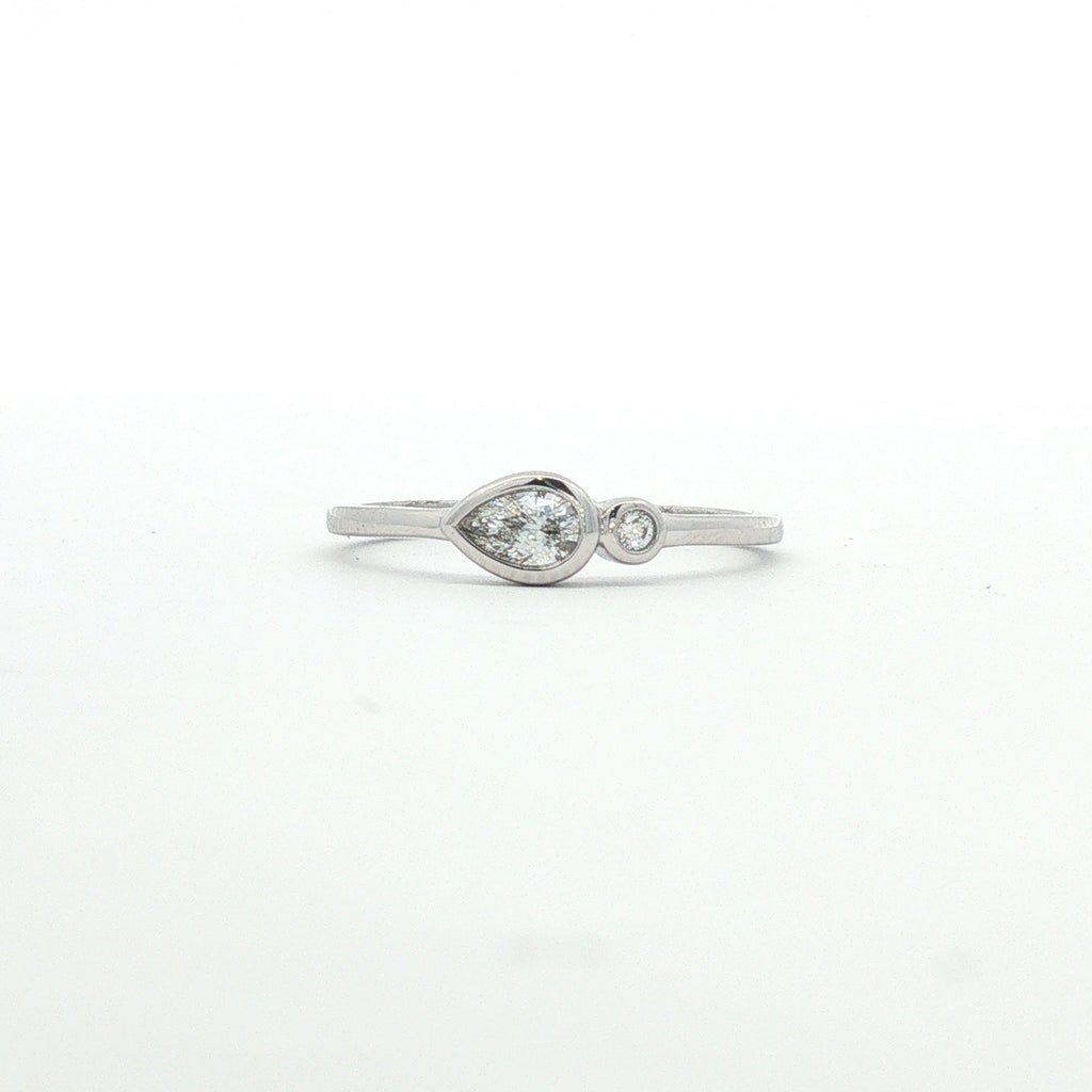 14kt White Gold Bezel Set Pear Diamond Ring