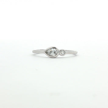 14kt White Gold Bezel Set Pear Diamond Ring