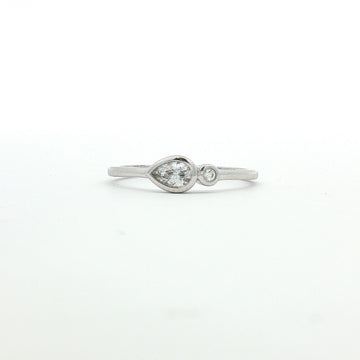 14kt White Gold Bezel Set Pear Diamond Ring