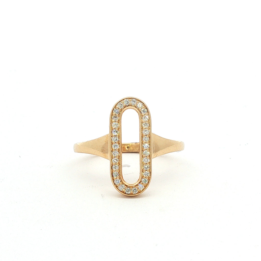 14kt Yellow Gold Diamond Paperclip Ring