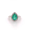 18kt White Gold Pear Shaped Emerald and Diamond Ring