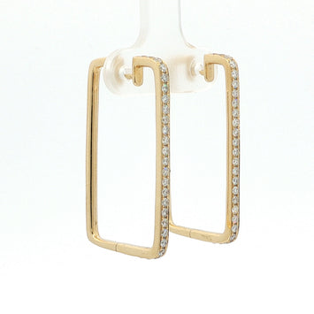 14kt Yellow Gold Diamond Rectangle Hoop Earrings