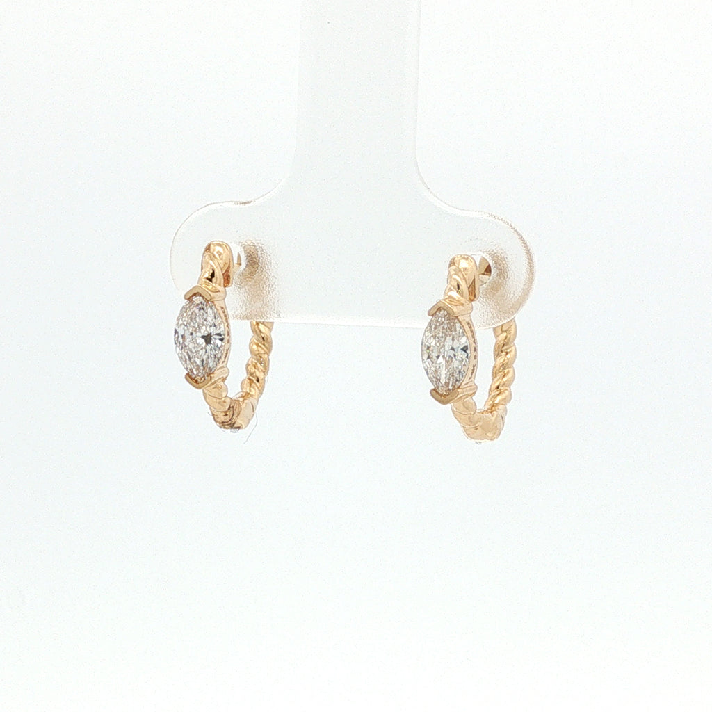 14kt Yellow Gold Marquise Huggie Earrings