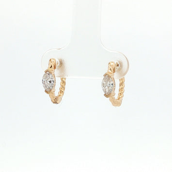 14kt Yellow Gold Marquise Huggie Earrings