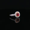 14kt White & Yellow Gold Oval Ruby and Diamond Halo Ring