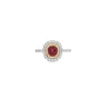 14kt White & Yellow Gold Oval Ruby and Diamond Halo Ring