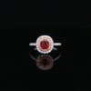 14kt White & Yellow Gold Oval Ruby and Diamond Halo Ring