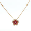 14kt Yellow Gold Ruby & Diamond Flower Necklace