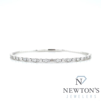 14kt White Gold Diamond Flexible Bangle Bracelet