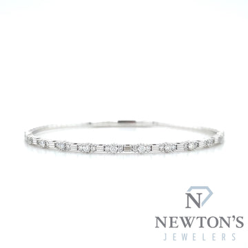 14kt White Gold Diamond Flexible Bangle Bracelet