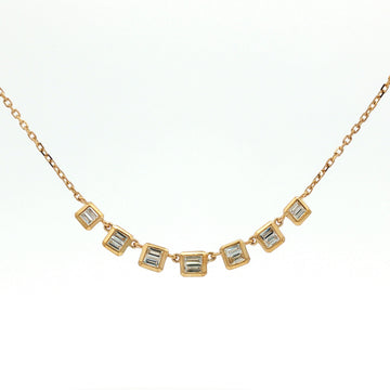 14kt Yellow Gold Bezel Baguette Diamond Necklace