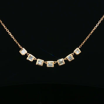 14kt Yellow Gold Bezel Baguette Diamond Necklace