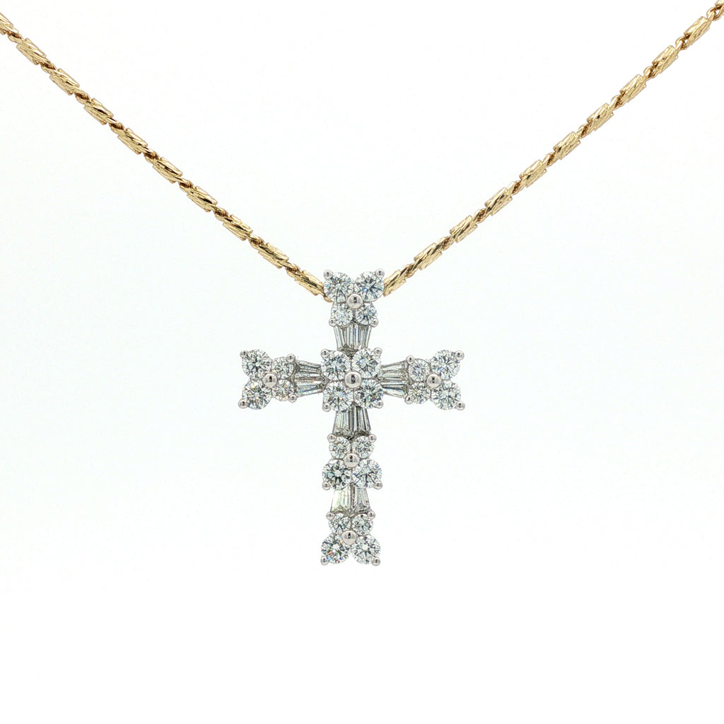 14kt White Gold Diamond Cross Pendant