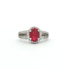 14kt White Gold Oval Ruby & Diamond Halo Ring