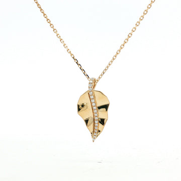 14kt Yellow Gold Diamond Leaf Pendant Necklace