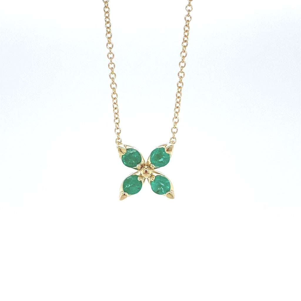 14kt Yellow Gold Emerald Pendant with Chain