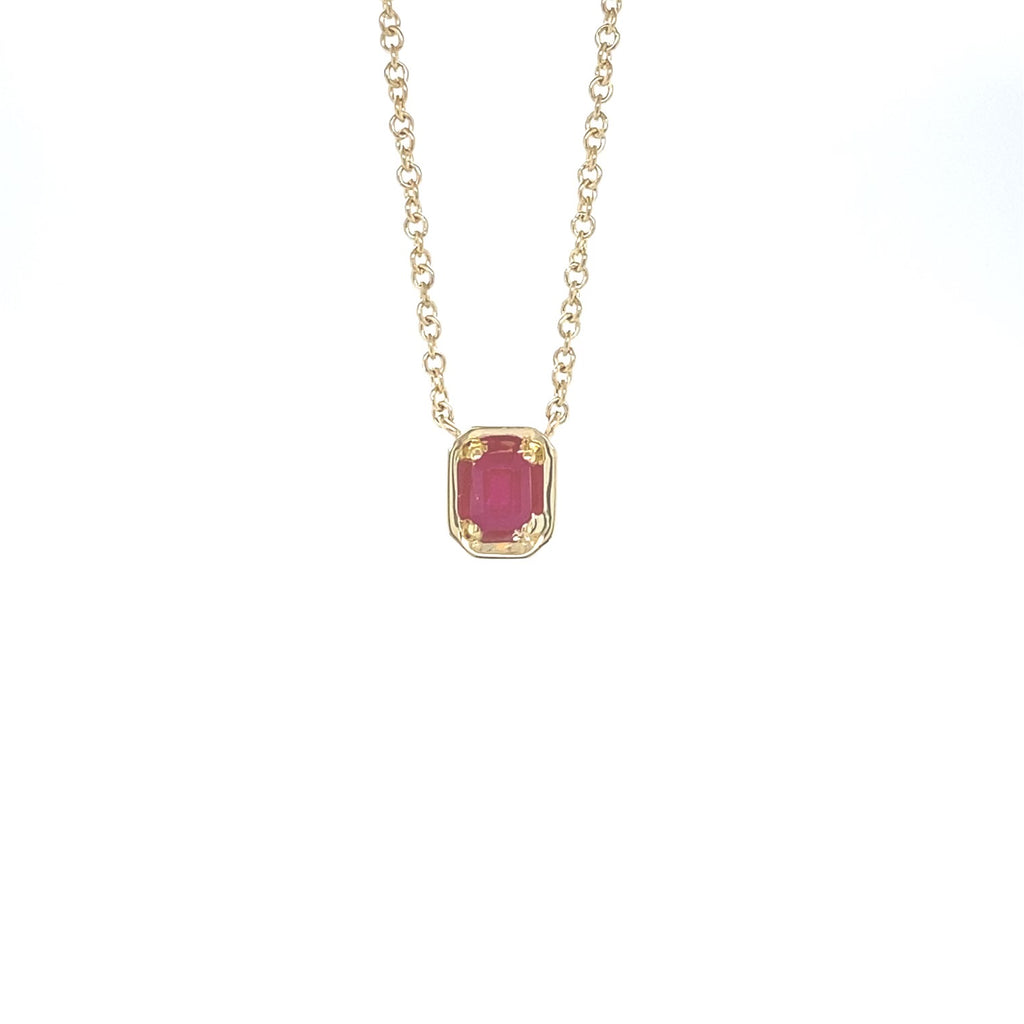 14kt Yellow Gold Ruby Pendant with Chain