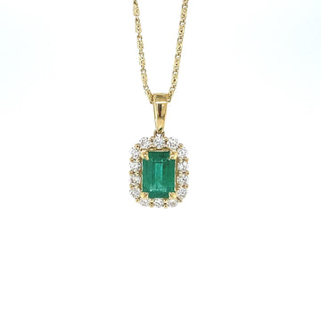 14kt Yellow Gold Emerald and Diamond Pendant