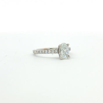 14Kt White Gold Oval Diamond Engagement Ring