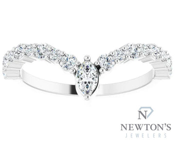 14kt White Gold Diamond Contour Stackable Band