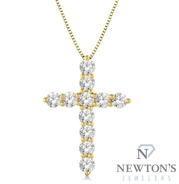 14kt Yellow Gold Cross Diamond Pendant