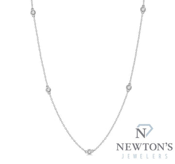 14kt White Gold Diamond Station Necklace (0.75ct)