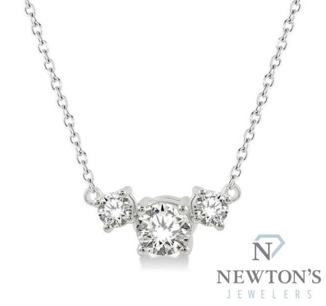 14kt White Gold Past Present & Future Diamond Necklace