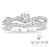 14kt White Gold Round Brilliant Cut Diamond Wedding Set