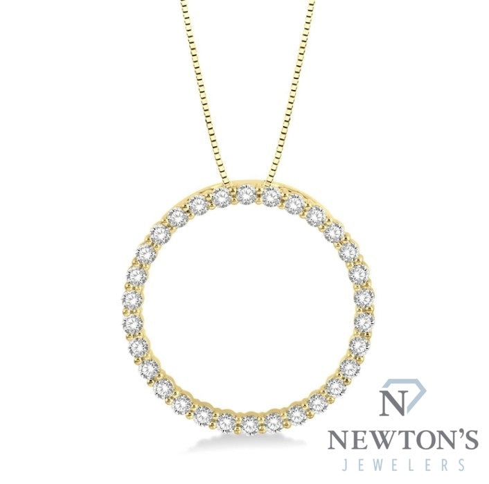 14kt Yellow Gold Circle Diamond Pendant (1.00ct)