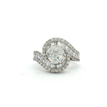 Estate 14kt White Gold Diamond Swirl Ring