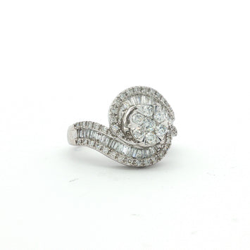 Estate 14kt White Gold Diamond Swirl Ring
