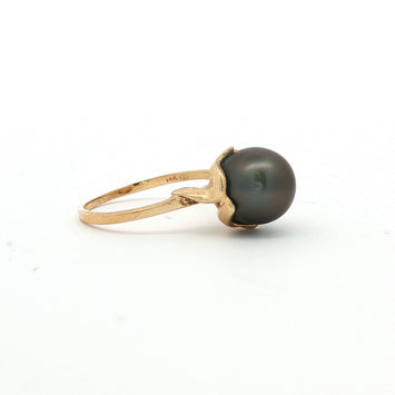 Estate 14kt Yellow Gold Tahitian Pearl Ring