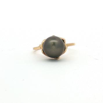 Estate 14kt Yellow Gold Tahitian Pearl Ring