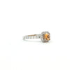14kt White Gold Orange Sapphire & Diamond Halo Ring