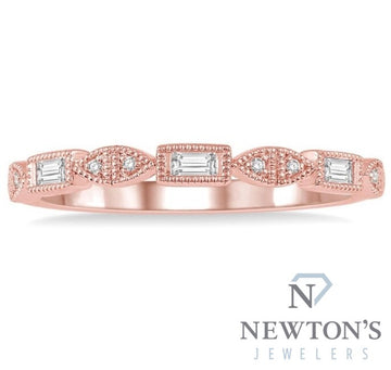 14kt Rose Gold Stackable Baguette Diamond Fashion Band