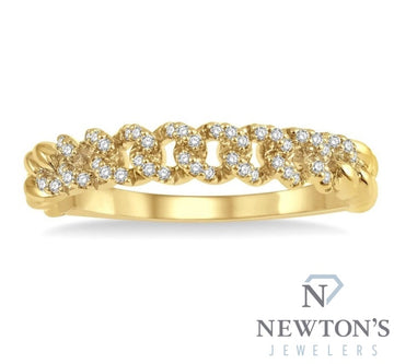 14kt Yellow Gold Curb & Cuban Diamond Fashion Ring