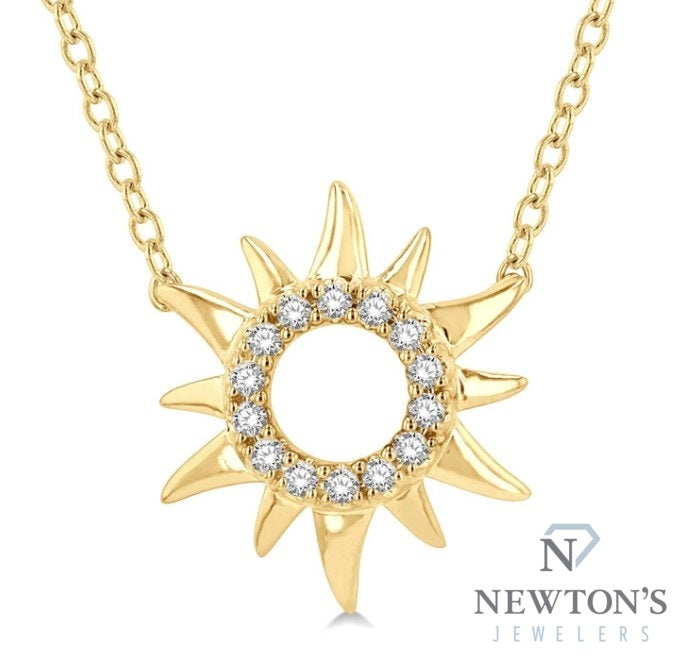 10kt Yellow Gold Sun Petite Diamond Pendant