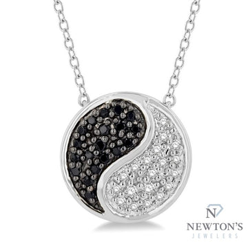 10kt White Gold Yin Yang Petite Diamond Pendant