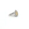 18kt White Gold Fancy Yellow Pear Shape Diamond Halo Ring