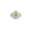 18kt White Gold Fancy Yellow Pear Shape Diamond Halo Ring