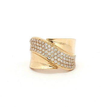 14kt Yellow Gold Wide Diamond Crossover Ring