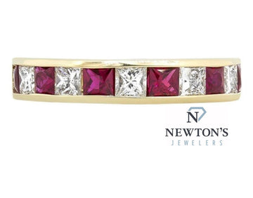14kt Yellow Gold Ruby and Diamond Band