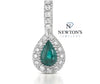 14kt White Gold Emerald and Diamond Pendant