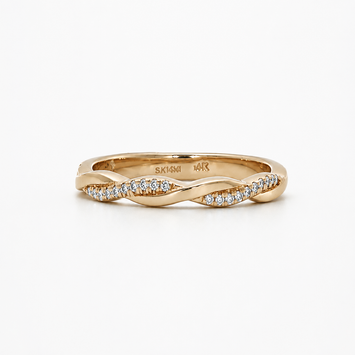 14kt Yellow Gold Twisted Diamond Band