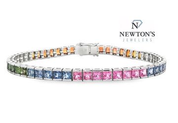 14kt White Gold Rainbow Sapphire Tennis Bracelet