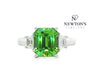 14kt White Gold Mint Green Tourmaline Ring with Diamond Side Stones
