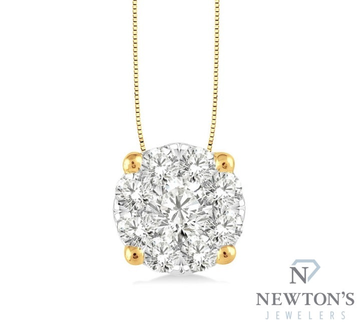 14kt White and Yellow Gold Lovebright Essential Diamond Solitaire Pendant