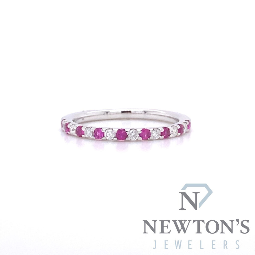 14kt White Gold Ruby & Diamond Fashion Band