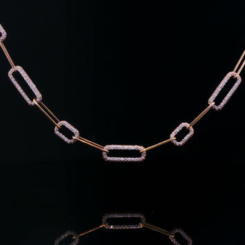 14kt Yellow Gold Diamond Paperclip Link Necklace